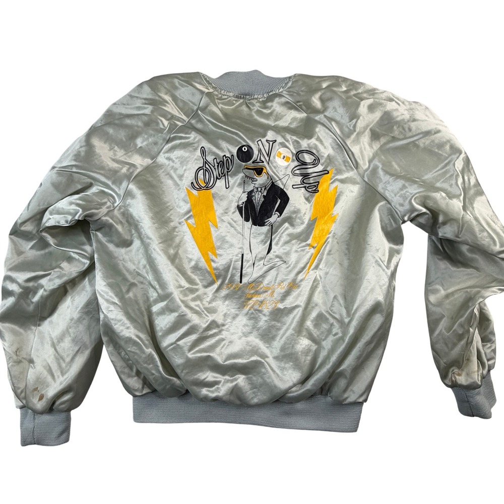 Vintage Auburn Sportswear Satin Jacket Men's Large Silver South Jackson USA - Picture 2 of 9